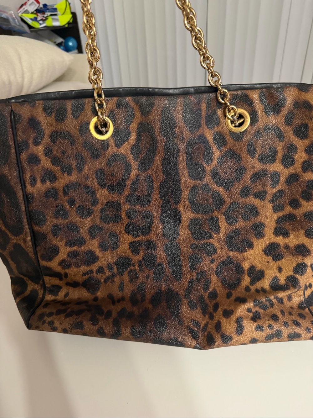 Dolce & Gabbana Leopard Print Chain Tote - Brown & Black - Picture 3 of 7